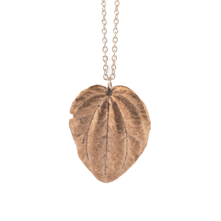 bronze peperomia leaf necklace 2