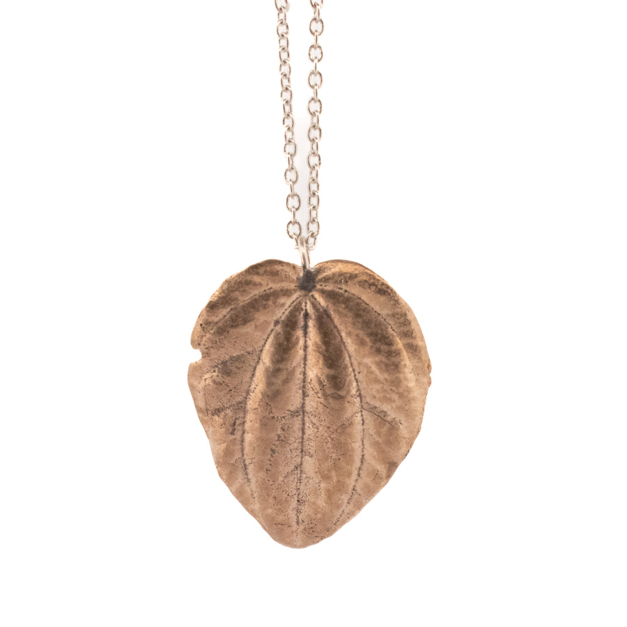 bronze peperomia leaf necklace 2