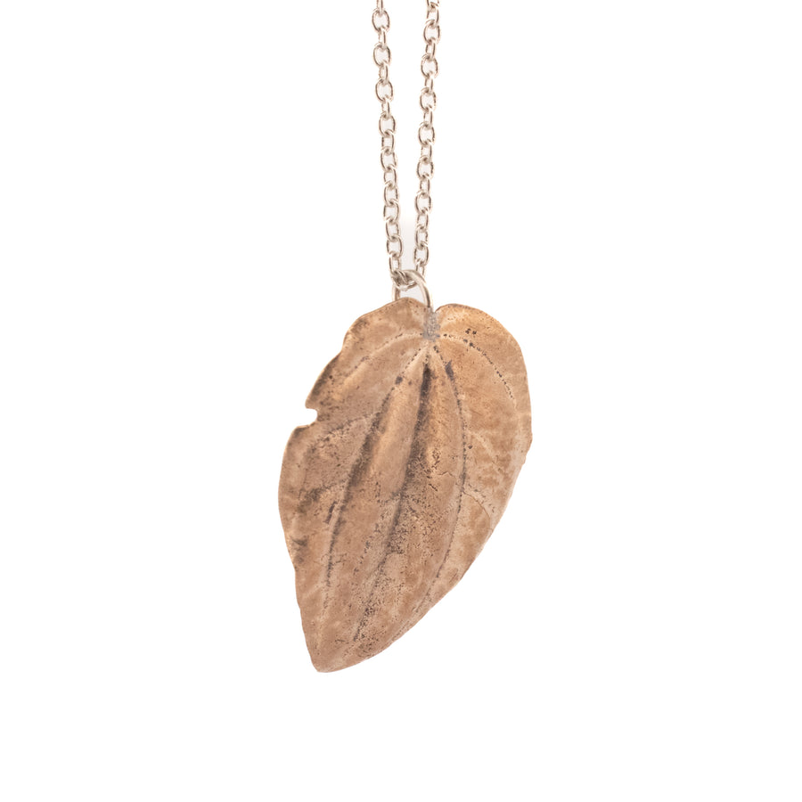 bronze peperomia leaf necklace 2