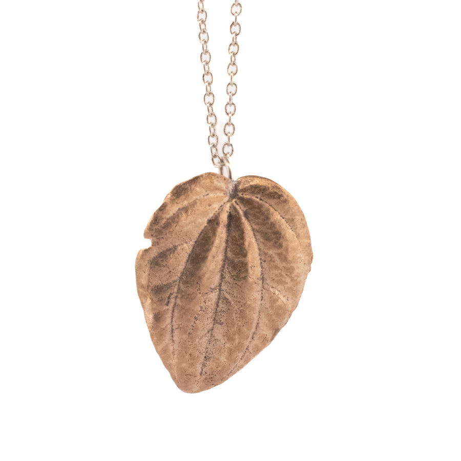 bronze peperomia leaf necklace 2