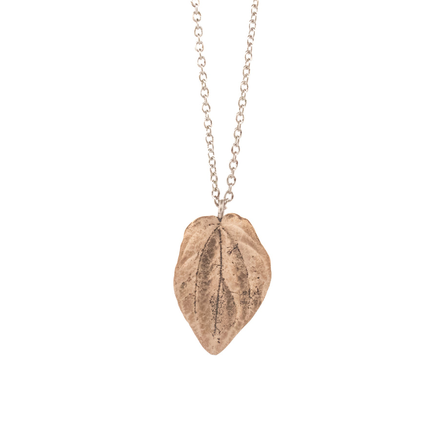 bronze peperomia leaf necklace 3