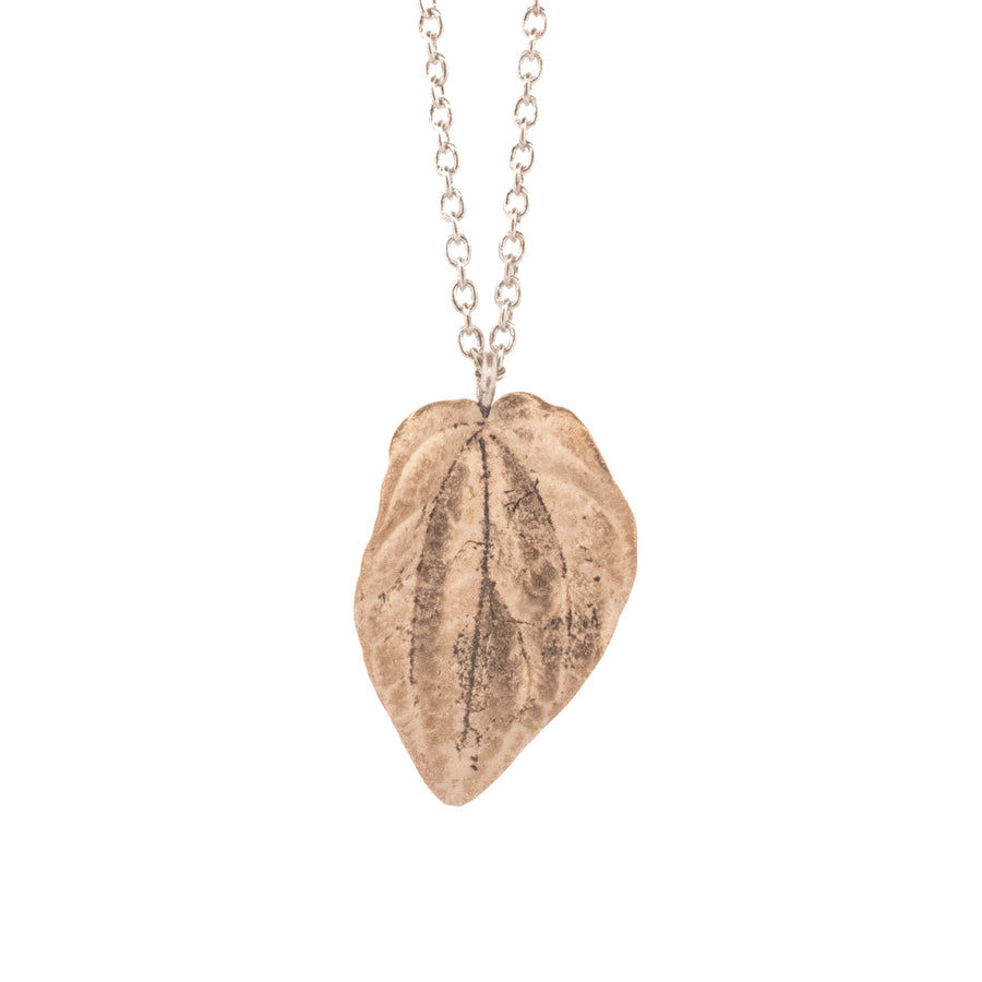 bronze peperomia leaf necklace 3