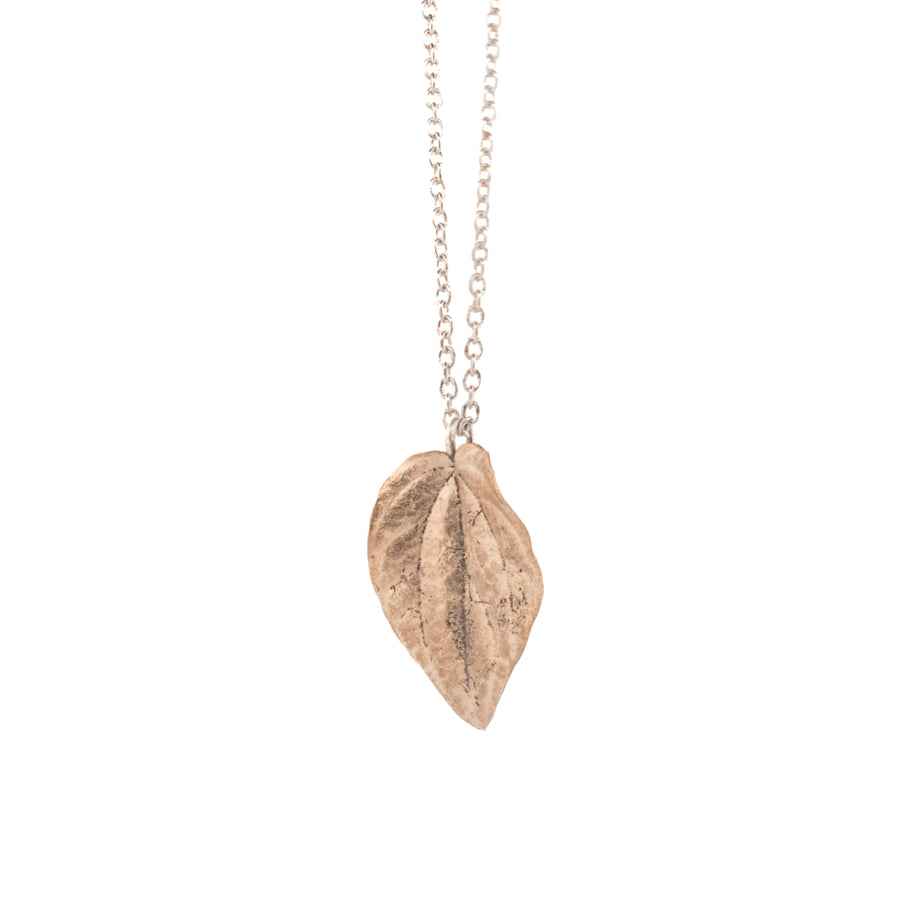 bronze peperomia leaf necklace 3