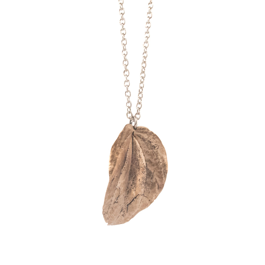 bronze peperomia leaf necklace 3