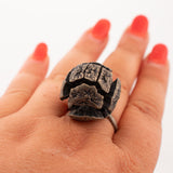 sterling silver redwood cone ring