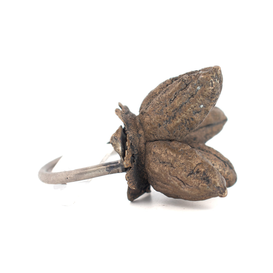 bronze large peony pod ring