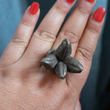 bronze large peony pod ring