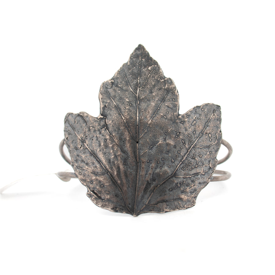 sterling silver maple leaf cuff bracelet