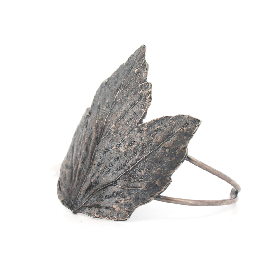 sterling silver maple leaf cuff bracelet