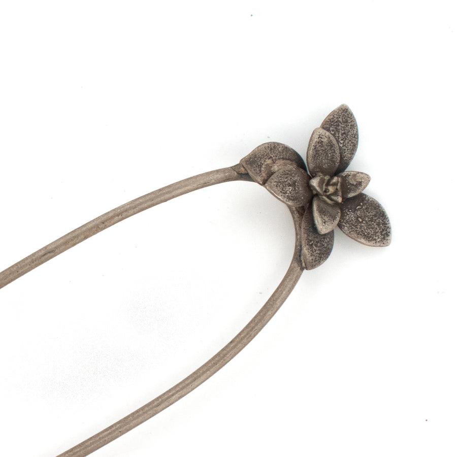 sterling silver floral succulent hair pin