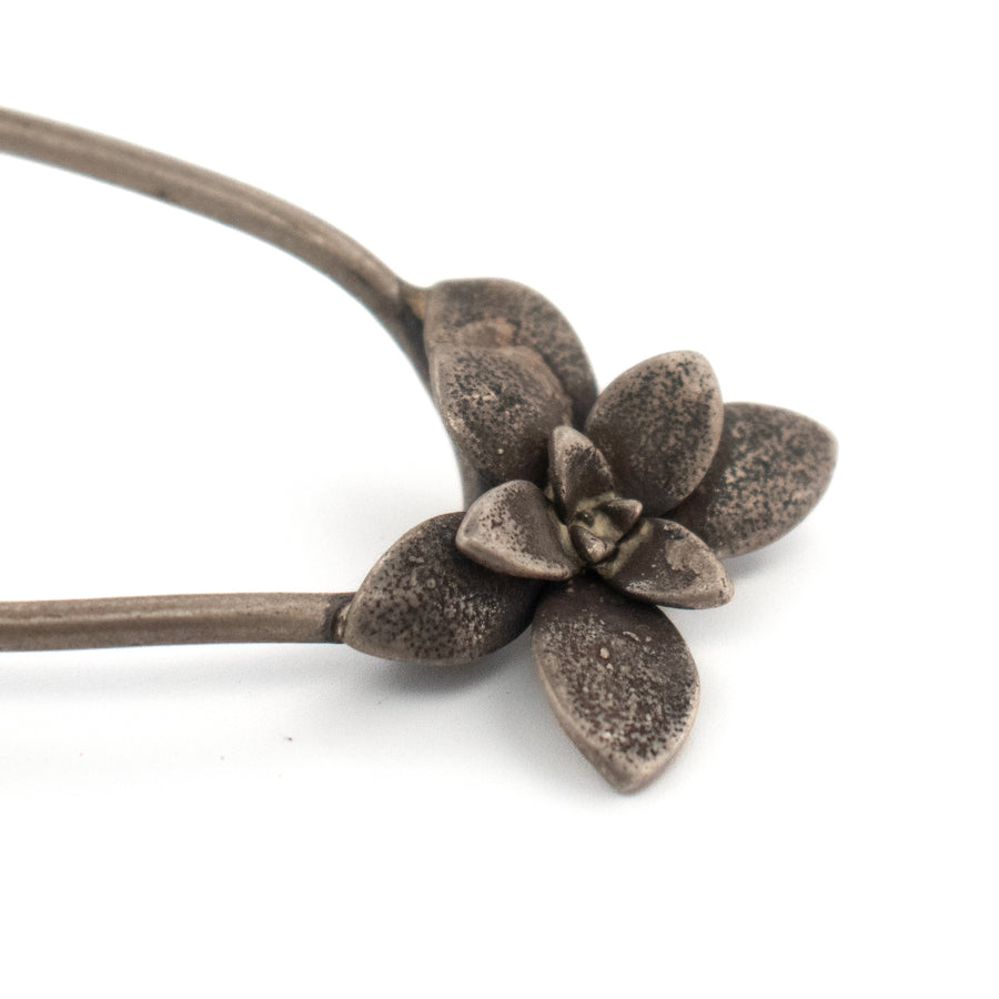 sterling silver floral succulent hair pin