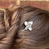 sterling silver floral succulent hair pin