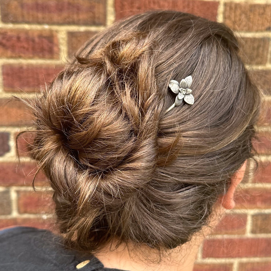 sterling silver floral succulent hair pin