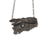 sterling silver large tree bark statement necklace