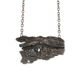 sterling silver large tree bark statement necklace