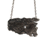 sterling silver large tree bark statement necklace