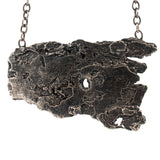 sterling silver large tree bark statement necklace