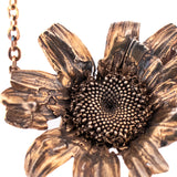 gold vermeil and silver oxidized large daisy flower necklace