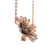 gold vermeil and silver oxidized large daisy flower necklace