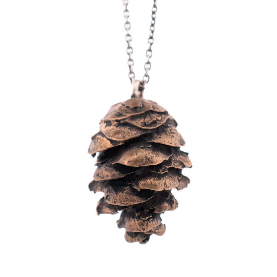 bronze large pine cone necklace