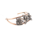 sterling silver echeveria succulents on gold filled cuff bracelet