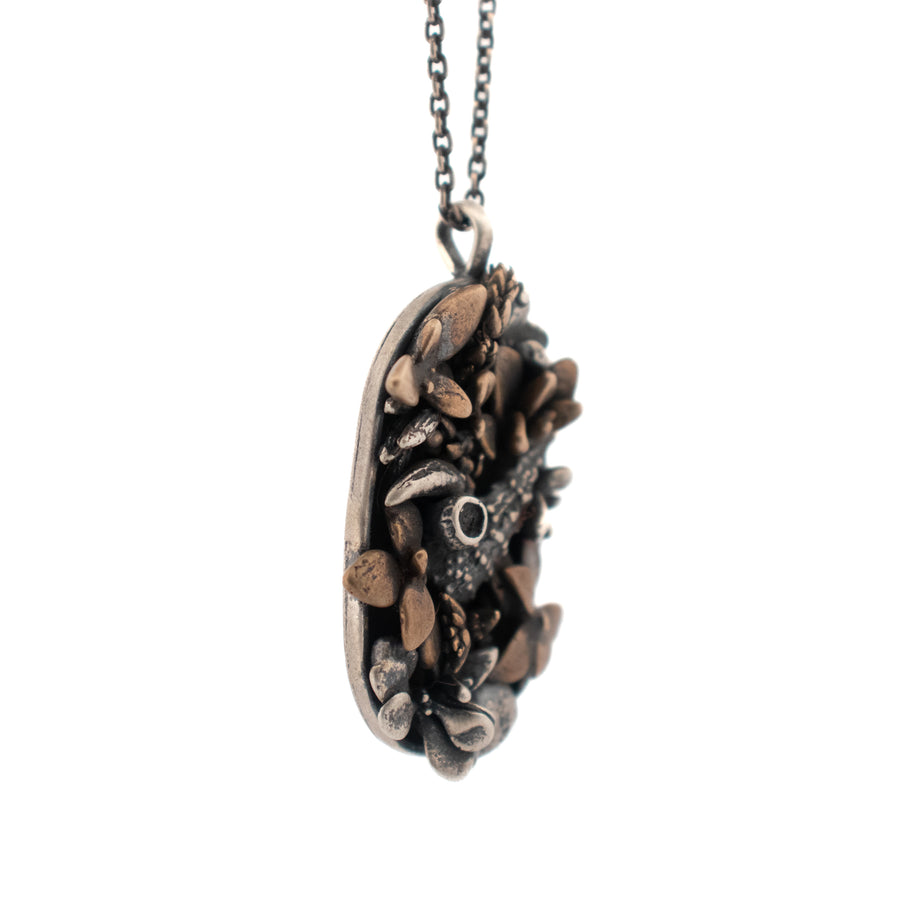 sterling silver and bronze succulent garden necklace