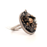 sterling silver with bronze accents succulent garden ring