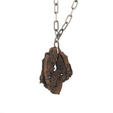 bronze tree bark necklace with sterling silver chain