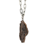 bronze tree bark necklace with sterling silver chain