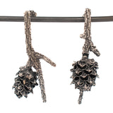 sterling silver pine branch earrings