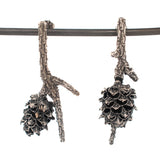 sterling silver pine branch earrings