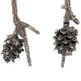 sterling silver pine branch earrings