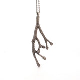 sterling silver large cherry terminal bud spring twig necklace