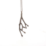 sterling silver large cherry terminal bud spring twig necklace