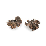 bronze geranium leaf earrings