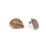 bronze peperomia leaf post earrings