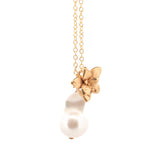 gold vermeil floral succulent necklace with flame pearl