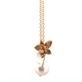 gold vermeil floral succulent necklace with flame pearl