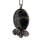 sterling silver sedum floral succulent large quartz stone necklace