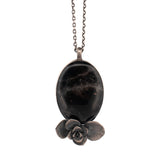 sterling silver sedum floral succulent large quartz stone necklace