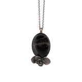 sterling silver sedum floral succulent large quartz stone necklace