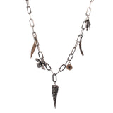 sterling silver and bronze garden charm necklace