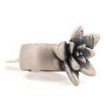 sterling silver floral succulent ring with large band