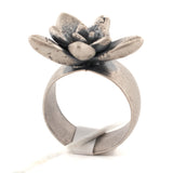 sterling silver floral succulent ring with large band