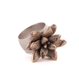 bronze floral succulent ring with large band