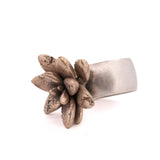 bronze floral succulent ring with large band
