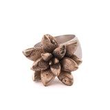 bronze floral succulent ring with large band