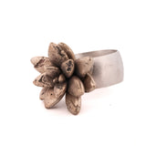 bronze floral succulent ring with large band