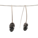 sterling silver alder catkin cone earrings