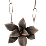 bronze large floral succulent necklace
